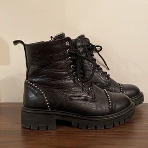 .Aldo Black Studded Combat Boots